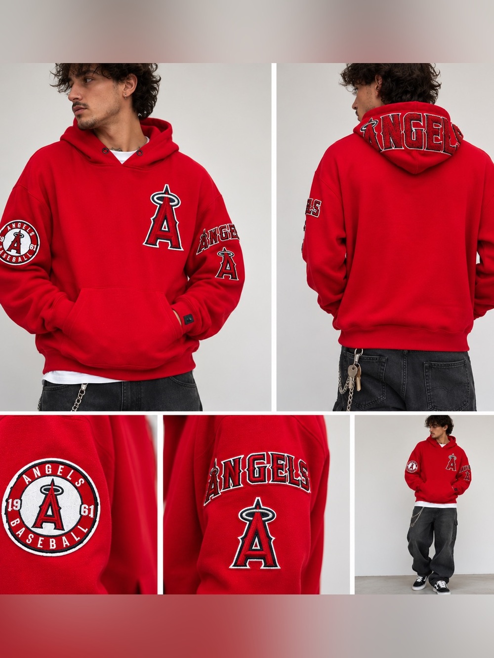 Pro Standard Los Angeles Angels MLB Red Chenille Patch Hoodie